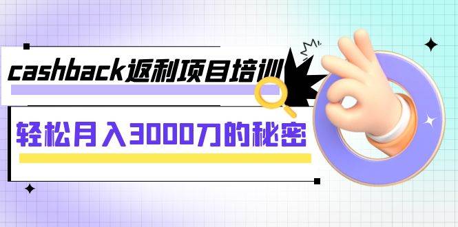cashback返利项目培训：轻松月入3000刀的秘密（8节课）汇创项目库-网创项目资源站-副业项目-创业项目-搞钱项目汇创项目库