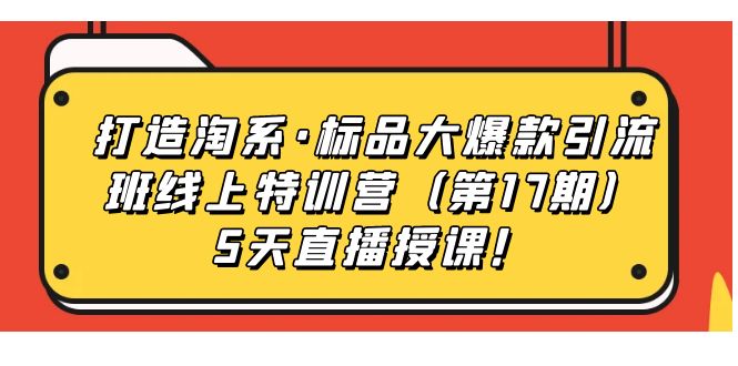 打造淘系·标品大爆款引流班线上特训营5天直播授课！汇创项目库-网创项目资源站-副业项目-创业项目-搞钱项目汇创项目库