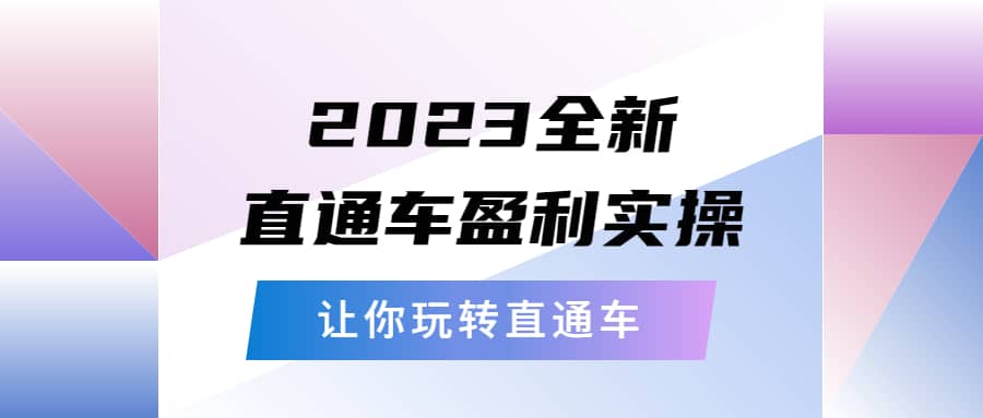 2023全新直通车·盈利实操：从底层，策略到搭建，让你玩转直通车汇创项目库-网创项目资源站-副业项目-创业项目-搞钱项目汇创项目库