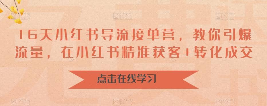 16天-小红书 导流接单营，教你引爆流量，在小红书精准获客+转化成交汇创项目库-网创项目资源站-副业项目-创业项目-搞钱项目汇创项目库