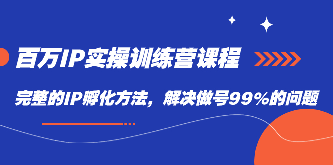 百万IP实战训练营课程，完整的IP孵化方法，解决做号99%的问题汇创项目库-网创项目资源站-副业项目-创业项目-搞钱项目汇创项目库