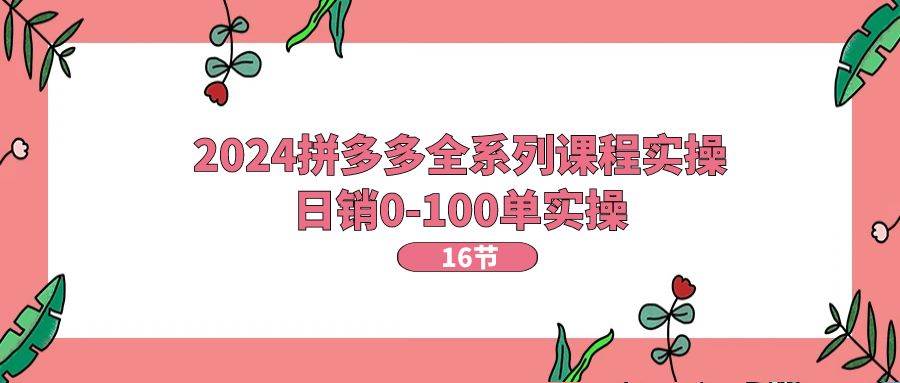 2024拼多多全系列课程实操，日销0-100单实操【16节课】汇创项目库-网创项目资源站-副业项目-创业项目-搞钱项目汇创项目库