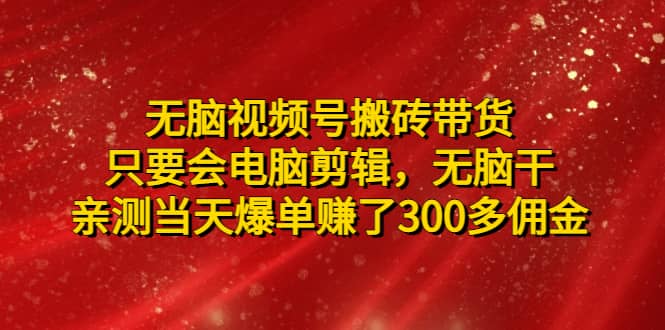 无脑视频号搬砖带货，只要会电脑剪辑，无脑干汇创项目库-网创项目资源站-副业项目-创业项目-搞钱项目汇创项目库