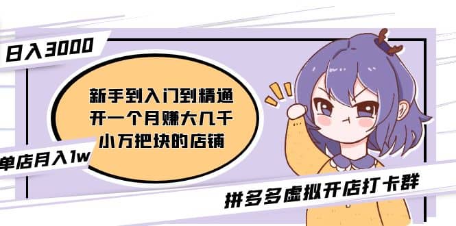 拼多多虚拟开店打卡群：新手到入门到精通汇创项目库-网创项目资源站-副业项目-创业项目-搞钱项目汇创项目库