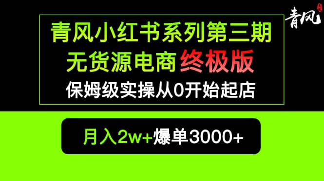 小红书无货源电商爆单终极版【视频教程+实战手册】保姆级实操从0起店爆单汇创项目库-网创项目资源站-副业项目-创业项目-搞钱项目汇创项目库