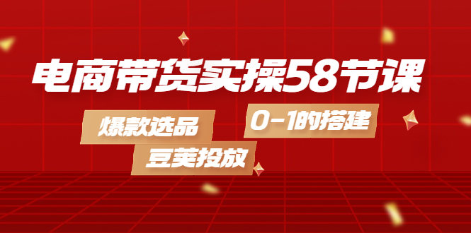 电商带货实操58节课，爆款选品，豆荚投放，0-1的搭建汇创项目库-网创项目资源站-副业项目-创业项目-搞钱项目汇创项目库
