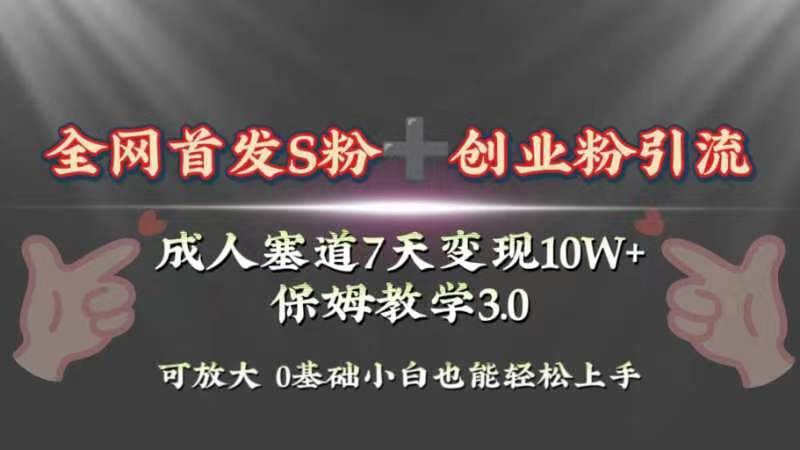 全网首发s粉加创业粉引流变现，成人用品赛道7天变现10w+保姆教学3.0汇创项目库-网创项目资源站-副业项目-创业项目-搞钱项目汇创项目库