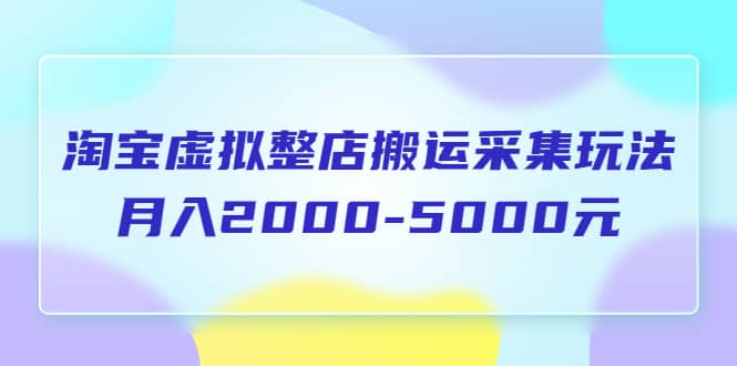 淘宝虚拟整店搬运采集玩法分享课：月入2000-5000元（5节课）汇创项目库-网创项目资源站-副业项目-创业项目-搞钱项目汇创项目库