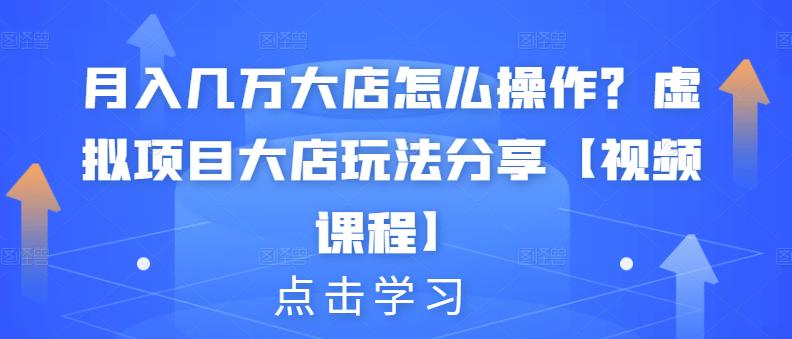 月入几万大店怎么操作？虚拟项目大店玩法分享【视频课程】汇创项目库-网创项目资源站-副业项目-创业项目-搞钱项目汇创项目库