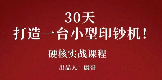 康哥30天打造一台小型印钞机：躺赚30万的项目完整复盘（视频教程）汇创项目库-网创项目资源站-副业项目-创业项目-搞钱项目汇创项目库