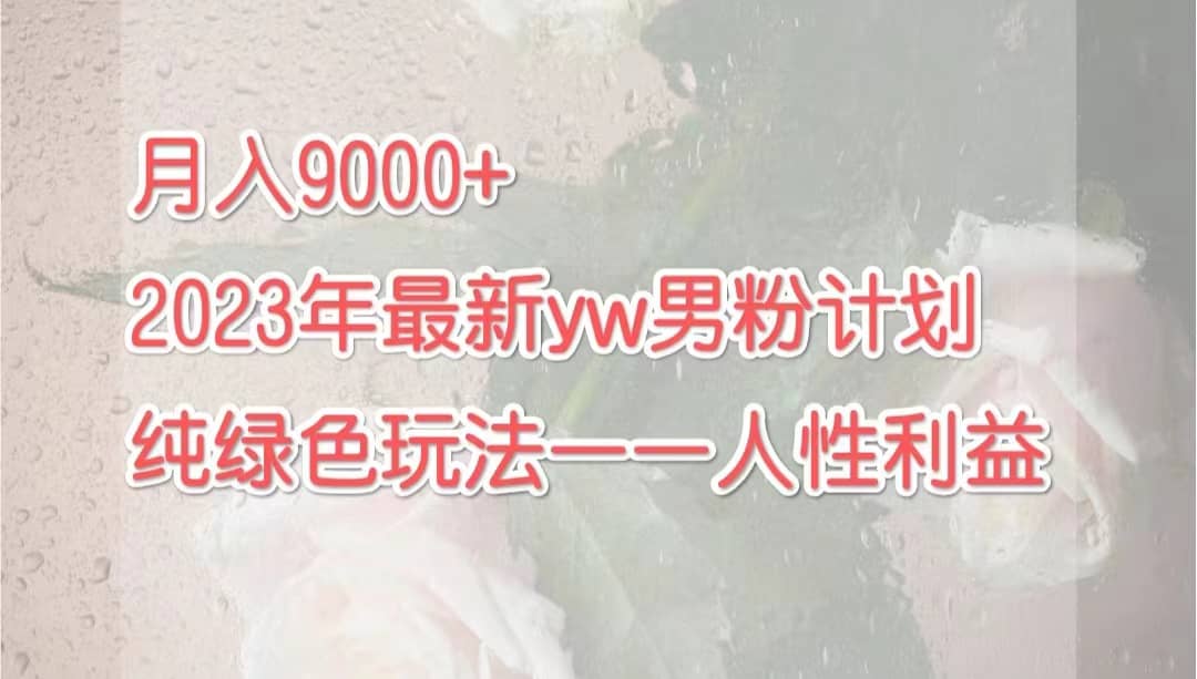 月入9000+2023年9月最新yw男粉计划绿色玩法——人性之利益汇创项目库-网创项目资源站-副业项目-创业项目-搞钱项目汇创项目库