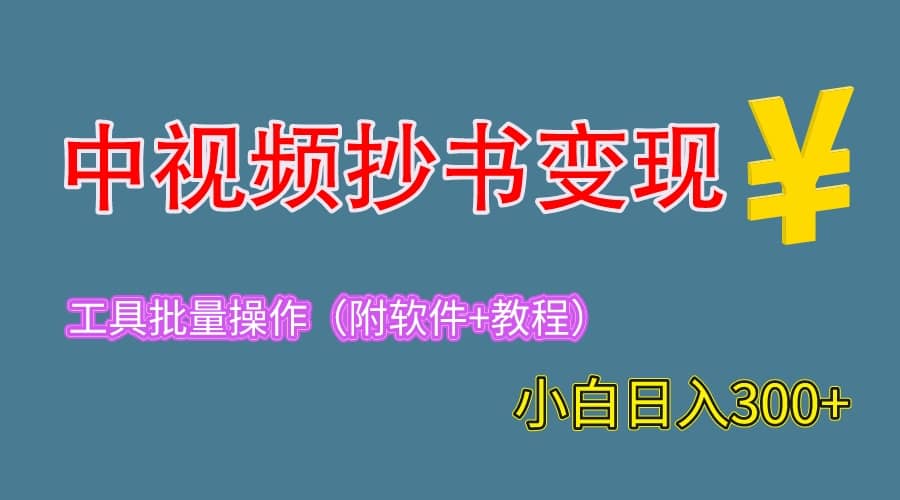 2023中视频抄书变现（附工具+教程），一天300+，特别适合新手操作的副业汇创项目库-网创项目资源站-副业项目-创业项目-搞钱项目汇创项目库