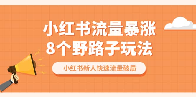 小红书流量-暴涨8个野路子玩法：小红书新人快速流量破局（8节课）汇创项目库-网创项目资源站-副业项目-创业项目-搞钱项目汇创项目库