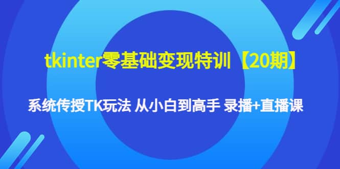 tkinter零基础变现特训【20期】系统传授TK玩法 从小白到高手 录播+直播课汇创项目库-网创项目资源站-副业项目-创业项目-搞钱项目汇创项目库