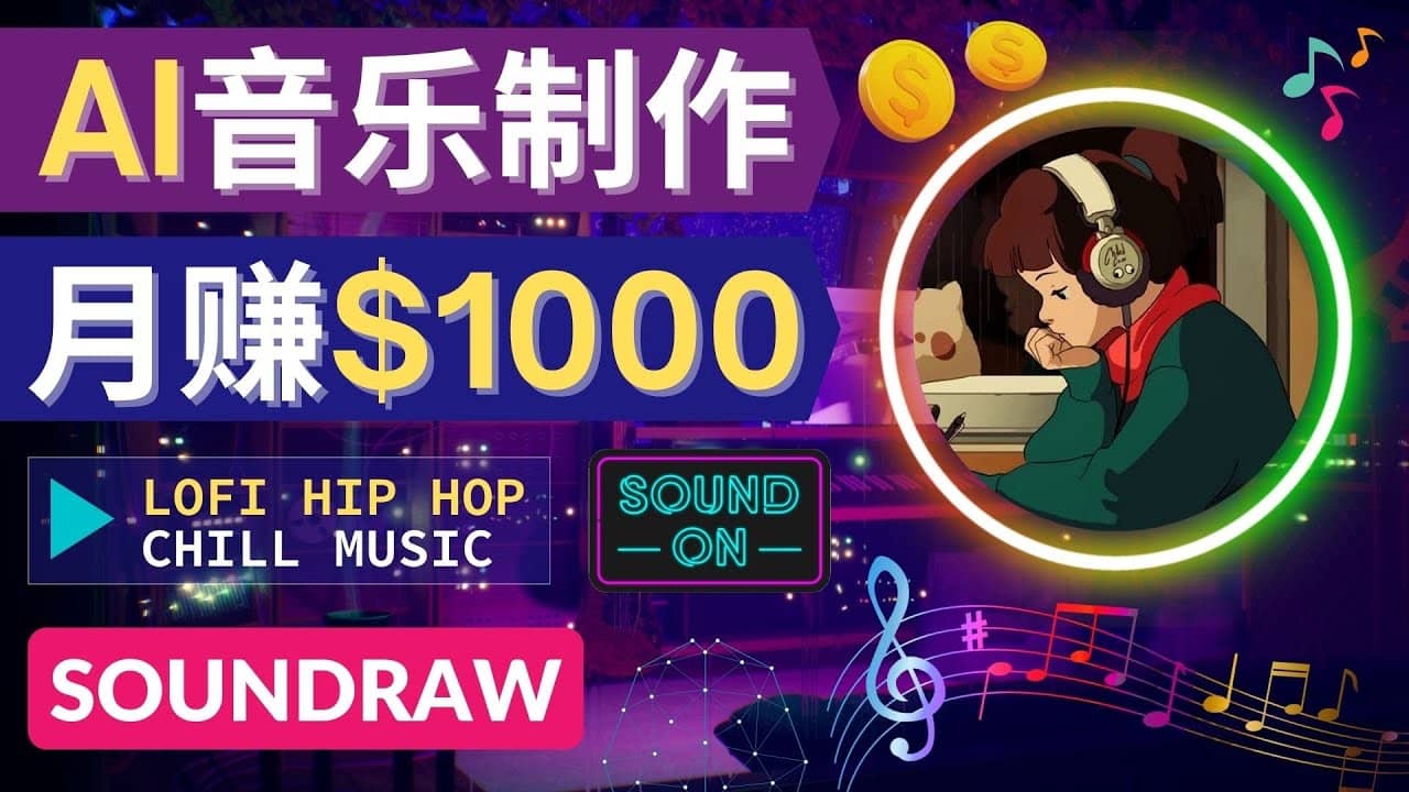 无需任何音乐基础： 使用AI软件制作Lofi Hip Hop Chill Music 月赚1000美元汇创项目库-网创项目资源站-副业项目-创业项目-搞钱项目汇创项目库