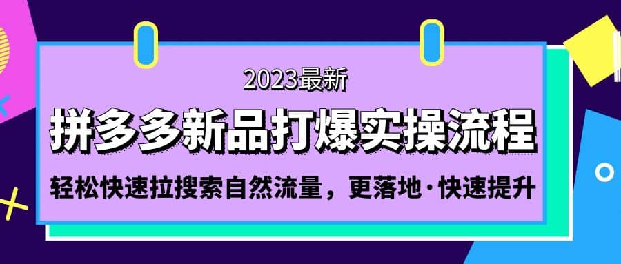 拼多多-新品打爆实操流程：轻松快速拉搜索自然流量，更落地·快速提升汇创项目库-网创项目资源站-副业项目-创业项目-搞钱项目汇创项目库