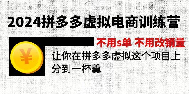 2024拼多多虚拟电商训练营 不s单 不改销量  做虚拟项目分一杯羹(更新10节)汇创项目库-网创项目资源站-副业项目-创业项目-搞钱项目汇创项目库