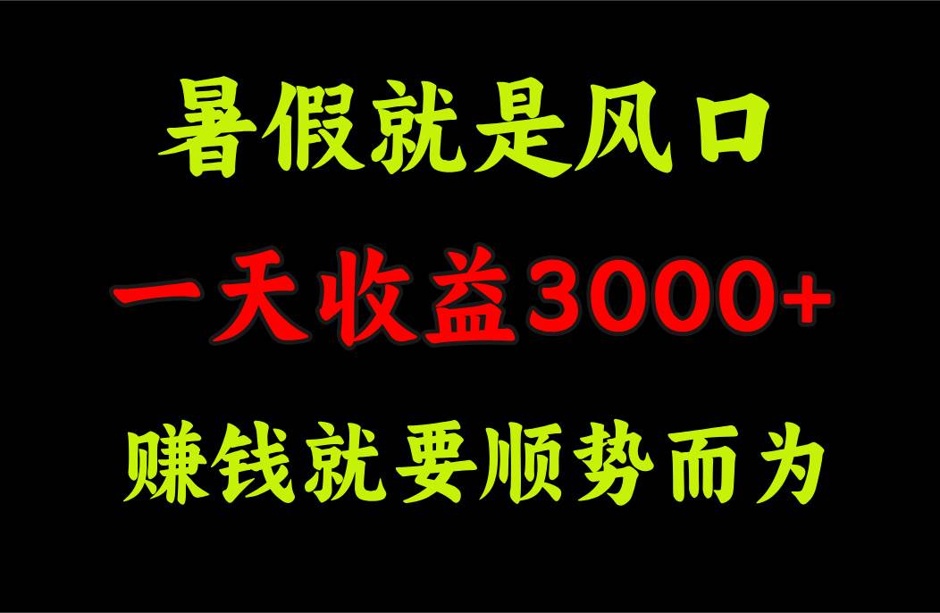 一天收益3000+ 赚钱就是顺势而为，暑假就是风口汇创项目库-网创项目资源站-副业项目-创业项目-搞钱项目汇创项目库