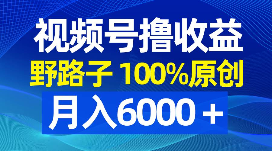 视频号野路子撸收益，100%原创，条条爆款，月入6000＋汇创项目库-网创项目资源站-副业项目-创业项目-搞钱项目汇创项目库