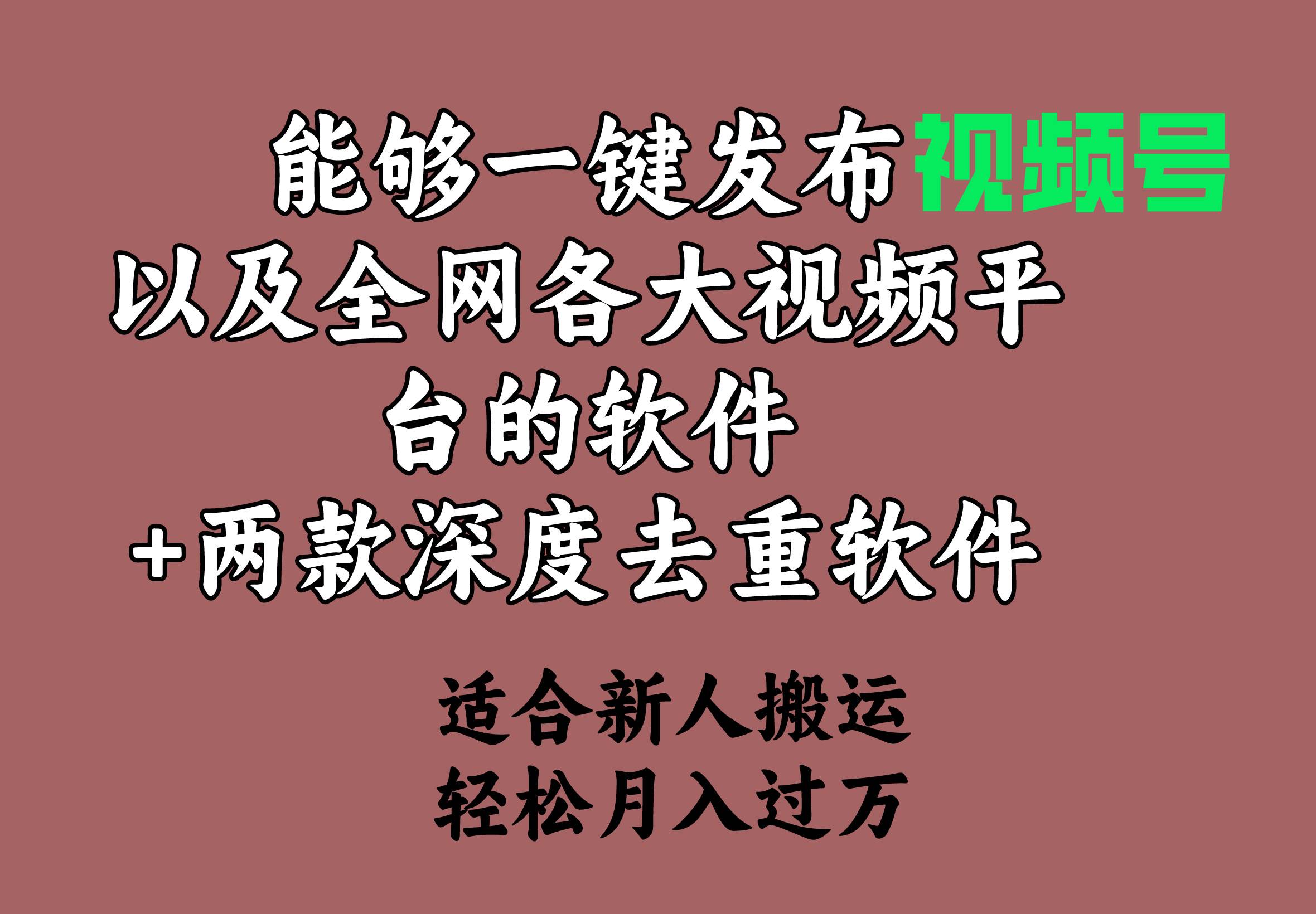 能够一键发布视频号以及全网各大视频平台的软件+两款深度去重软件 适合…汇创项目库-网创项目资源站-副业项目-创业项目-搞钱项目汇创项目库