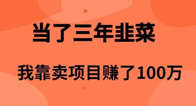 当了3年韭菜，我靠卖项目赚了100万汇创项目库-网创项目资源站-副业项目-创业项目-搞钱项目汇创项目库
