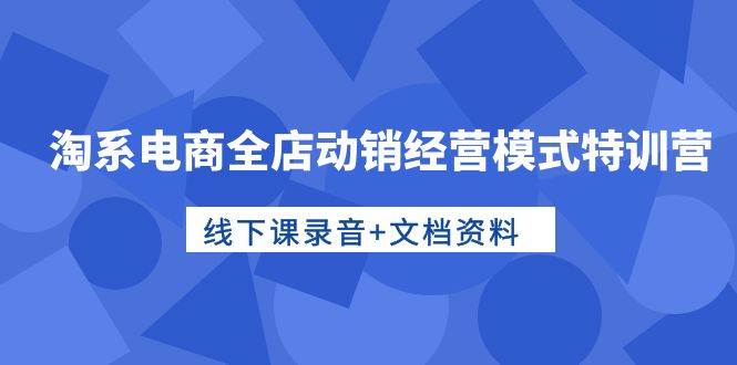 淘系电商全店动销经营模式特训营，线下课录音+文档资料汇创项目库-网创项目资源站-副业项目-创业项目-搞钱项目汇创项目库