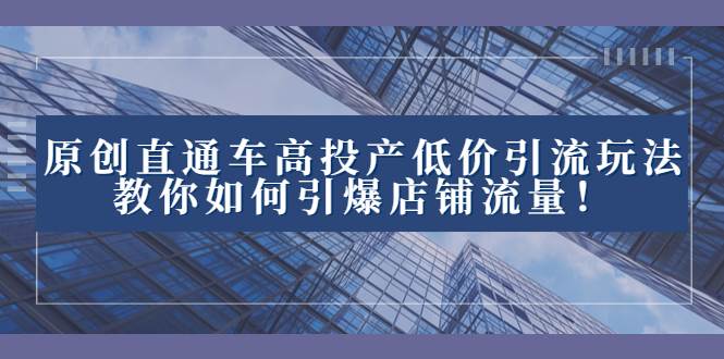 2023直通车高投产低价引流玩法，教你如何引爆店铺流量！汇创项目库-网创项目资源站-副业项目-创业项目-搞钱项目汇创项目库