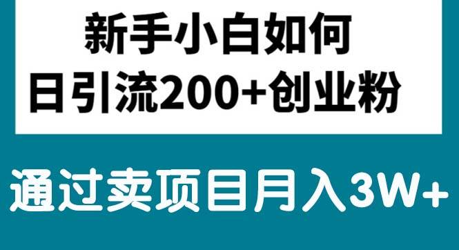 新手小白日引流200+创业粉,通过卖项目月入3W+汇创项目库-网创项目资源站-副业项目-创业项目-搞钱项目汇创项目库