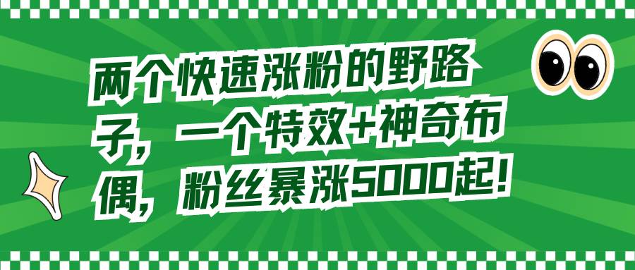两个快速涨粉的野路子，一个特效+神奇布偶，粉丝暴涨5000起！汇创项目库-网创项目资源站-副业项目-创业项目-搞钱项目汇创项目库