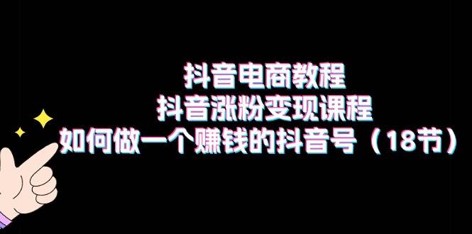 抖音电商教程：抖音涨粉变现课程：如何做一个赚钱的抖音号（18节）汇创项目库-网创项目资源站-副业项目-创业项目-搞钱项目汇创项目库