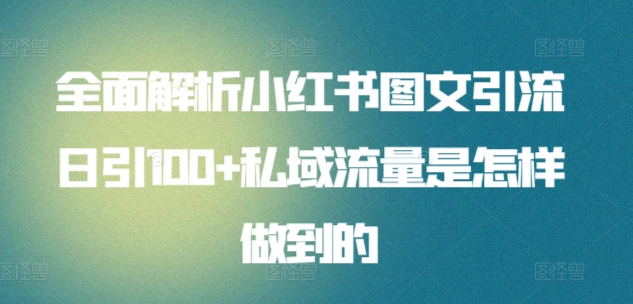 暴力引流 小红书图文引流日引100私域全面拆解【打粉人必看】汇创项目库-网创项目资源站-副业项目-创业项目-搞钱项目汇创项目库