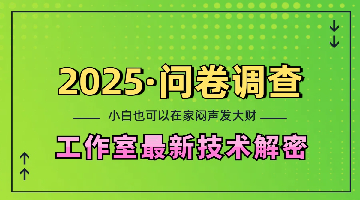 2025《问卷调查》最新工作室技术解密：一个人在家也可以闷声发大财，小白一天200+，可矩阵放大汇创项目库-网创项目资源站-副业项目-创业项目-搞钱项目汇创项目库
