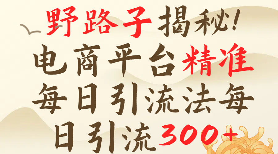 野路子揭秘！电商平台每日引流300＋独家揭秘详细流程！汇创项目库-网创项目资源站-副业项目-创业项目-搞钱项目汇创项目库