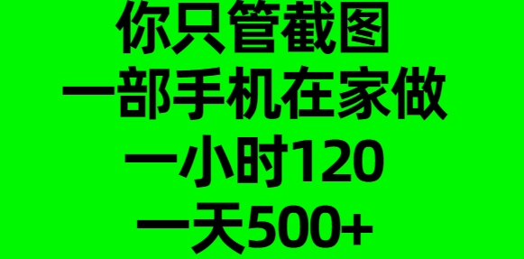 你只管截图，一部手机在家做，一小时120，一天500+汇创项目库-网创项目资源站-副业项目-创业项目-搞钱项目汇创项目库