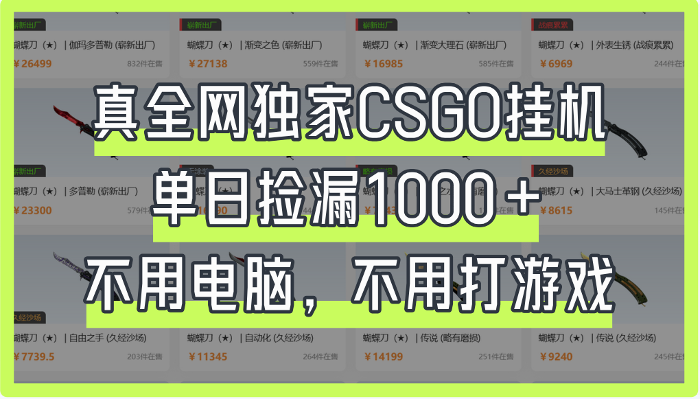 真全网独家CSGO挂机，单日捡漏1000+汇创项目库-网创项目资源站-副业项目-创业项目-搞钱项目汇创项目库