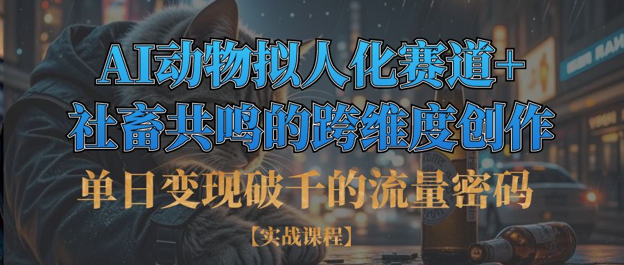 单日变现破千的流量密码,AI动物拟人化赛道+社畜共鸣的跨维度创作汇创项目库-网创项目资源站-副业项目-创业项目-搞钱项目汇创项目库
