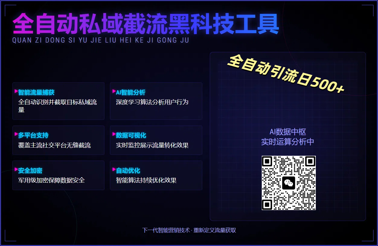 全自动私域截流黑科技工具——全自动引流日500+汇创项目库-网创项目资源站-副业项目-创业项目-搞钱项目汇创项目库