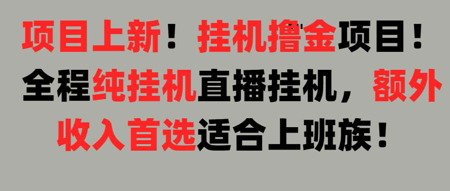 项目上新！挂机撸金项目！全程纯挂机直播挂机，额外收入首选，适合上班族！汇创项目库-网创项目资源站-副业项目-创业项目-搞钱项目汇创项目库