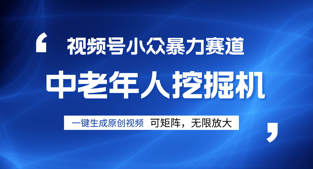 视频号新手逆袭密码！超小众暴力赛道，中老年人深信不疑，原创通过率拉满汇创项目库-网创项目资源站-副业项目-创业项目-搞钱项目汇创项目库