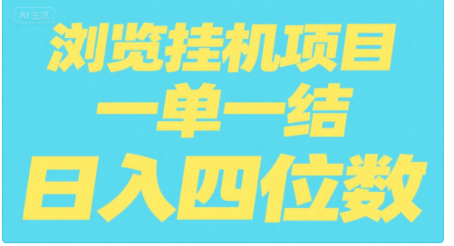 全自动浏览挂机项目（日入四位数，一单一结，纯挂机）汇创项目库-网创项目资源站-副业项目-创业项目-搞钱项目汇创项目库