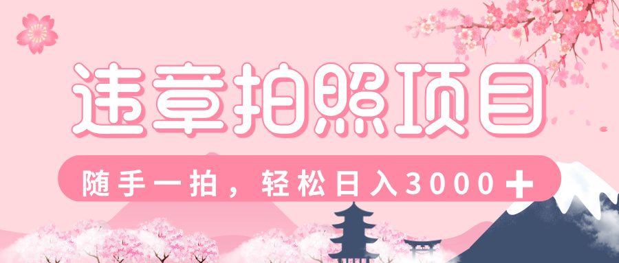 解气又赚钱的项目，最新违章拍照赚钱，随手一拍，轻松收入3000+汇创项目库-网创项目资源站-副业项目-创业项目-搞钱项目汇创项目库
