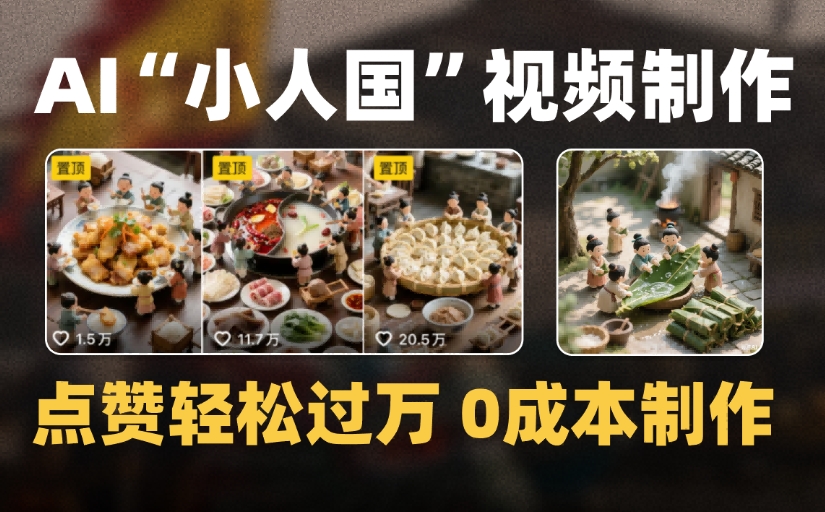 爆款1000W+微缩景观迷你小人国AI视频，0成本制作全流程教学汇创项目库-网创项目资源站-副业项目-创业项目-搞钱项目汇创项目库