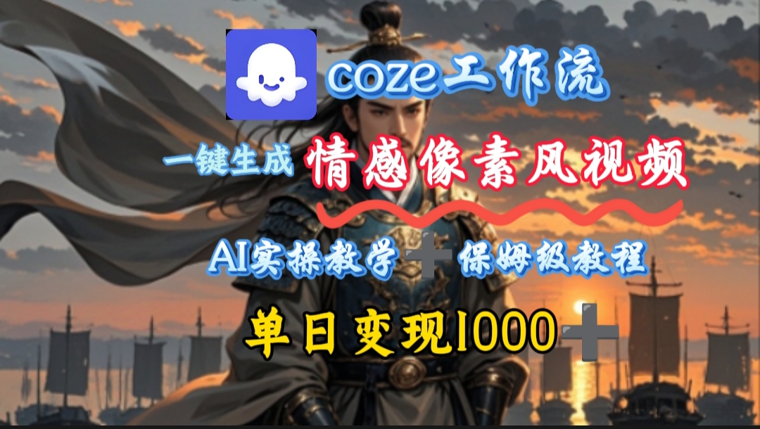 用coze工作流一键生成情感像素风视频，几分钟一条，单日变现500+汇创项目库-网创项目资源站-副业项目-创业项目-搞钱项目汇创项目库